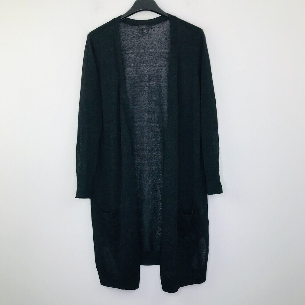 Halogen Women's MP Cardigan Sweater Black Open Side Slit Lightweight Flaw CF16